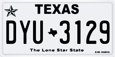 TX license plate DYU3129
