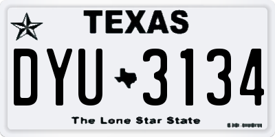 TX license plate DYU3134