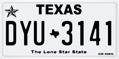 TX license plate DYU3141