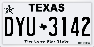 TX license plate DYU3142