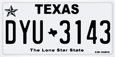 TX license plate DYU3143