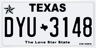 TX license plate DYU3148