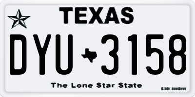TX license plate DYU3158