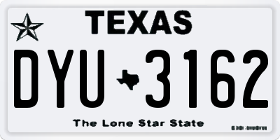 TX license plate DYU3162