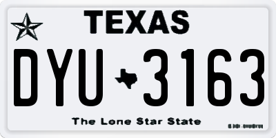 TX license plate DYU3163