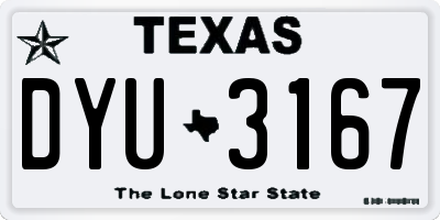 TX license plate DYU3167