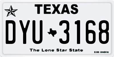 TX license plate DYU3168