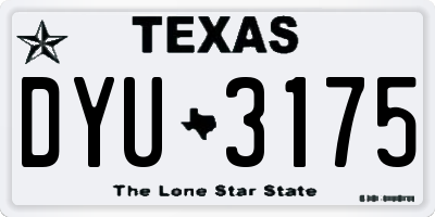TX license plate DYU3175