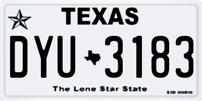 TX license plate DYU3183