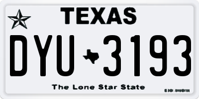 TX license plate DYU3193