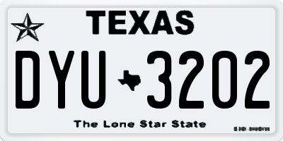 TX license plate DYU3202