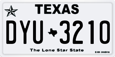 TX license plate DYU3210