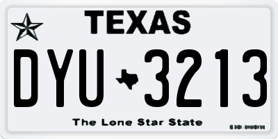 TX license plate DYU3213