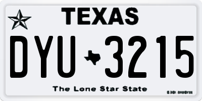 TX license plate DYU3215