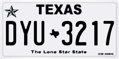 TX license plate DYU3217