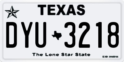 TX license plate DYU3218