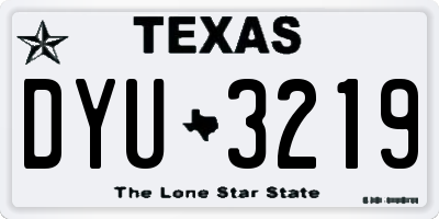 TX license plate DYU3219