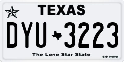 TX license plate DYU3223