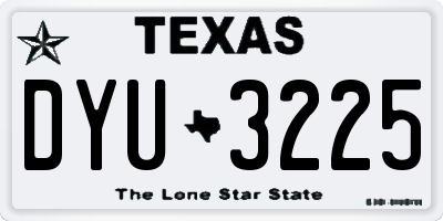 TX license plate DYU3225