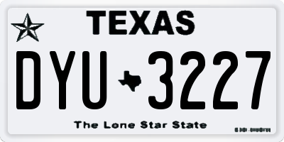 TX license plate DYU3227