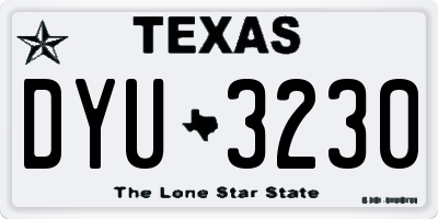 TX license plate DYU3230