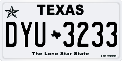 TX license plate DYU3233