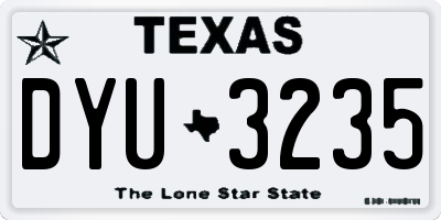 TX license plate DYU3235