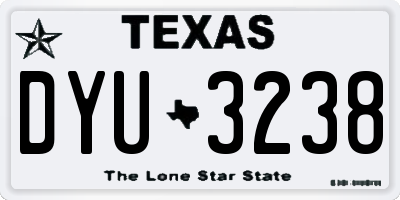 TX license plate DYU3238