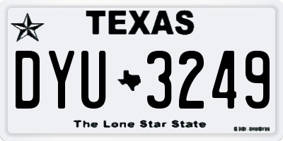 TX license plate DYU3249