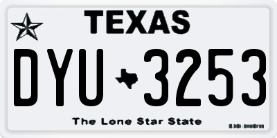 TX license plate DYU3253