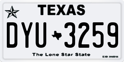 TX license plate DYU3259