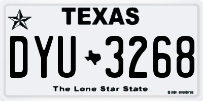 TX license plate DYU3268