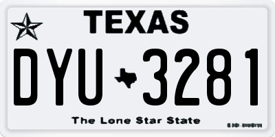 TX license plate DYU3281