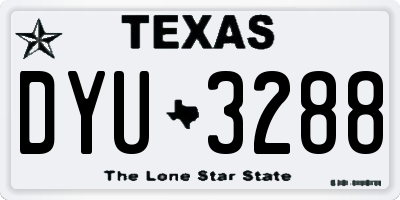 TX license plate DYU3288