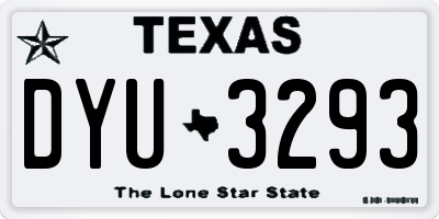 TX license plate DYU3293