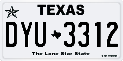 TX license plate DYU3312