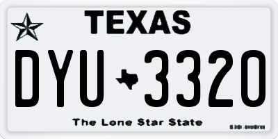 TX license plate DYU3320