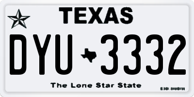 TX license plate DYU3332