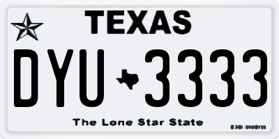 TX license plate DYU3333
