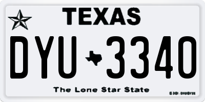 TX license plate DYU3340