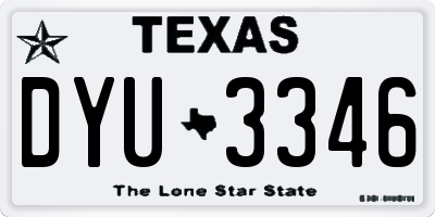 TX license plate DYU3346