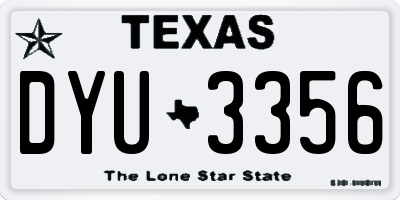 TX license plate DYU3356