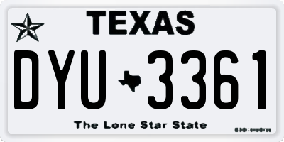 TX license plate DYU3361