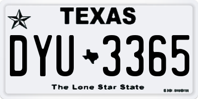 TX license plate DYU3365