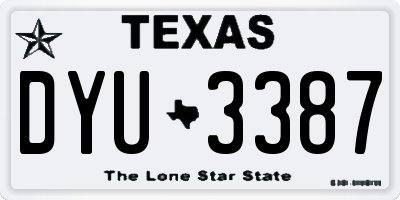 TX license plate DYU3387