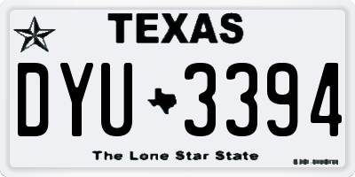 TX license plate DYU3394