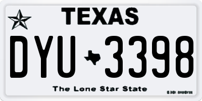 TX license plate DYU3398