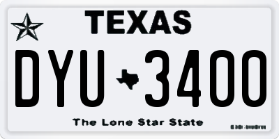 TX license plate DYU3400