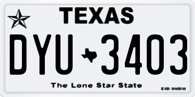 TX license plate DYU3403