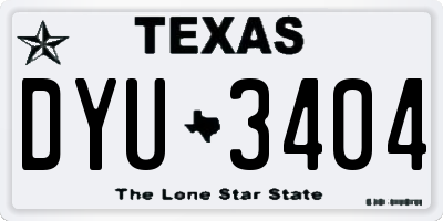 TX license plate DYU3404